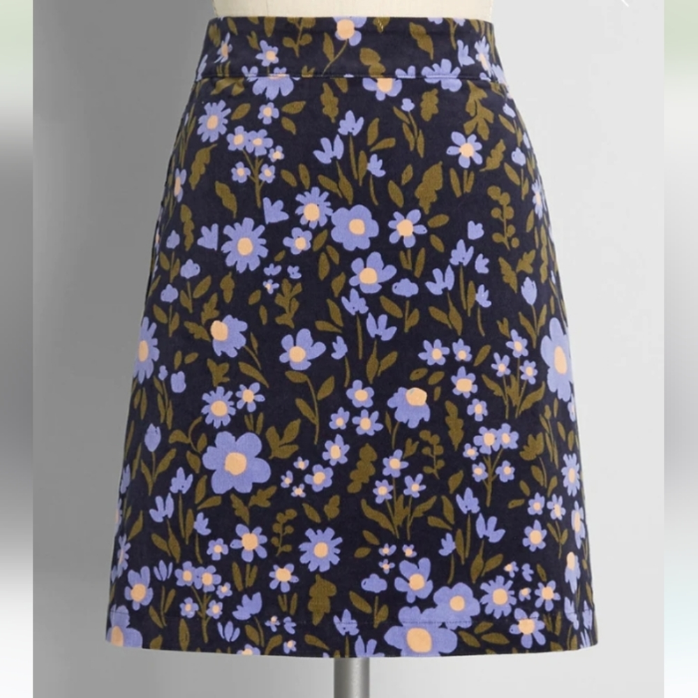 Modcloth Dancing with Daisies Mini Skirt-Midnight